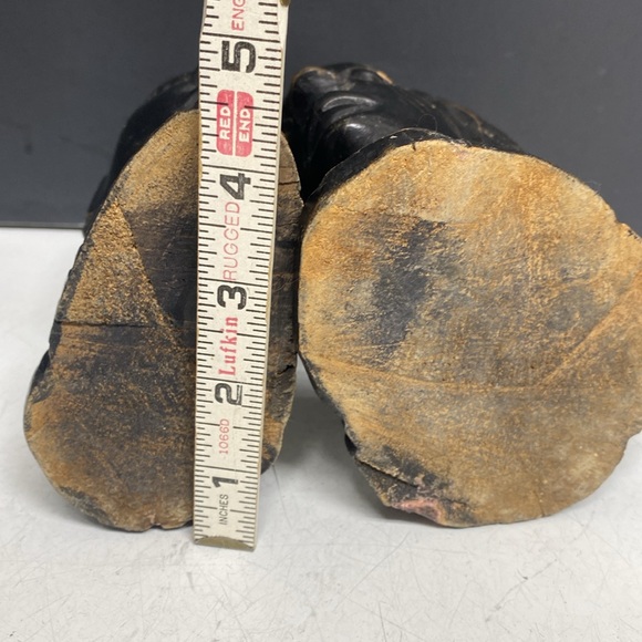 African Hand Carved Ebony Wood Bust Sculptures Tribal Head Set of Two - Picture 8 of 14